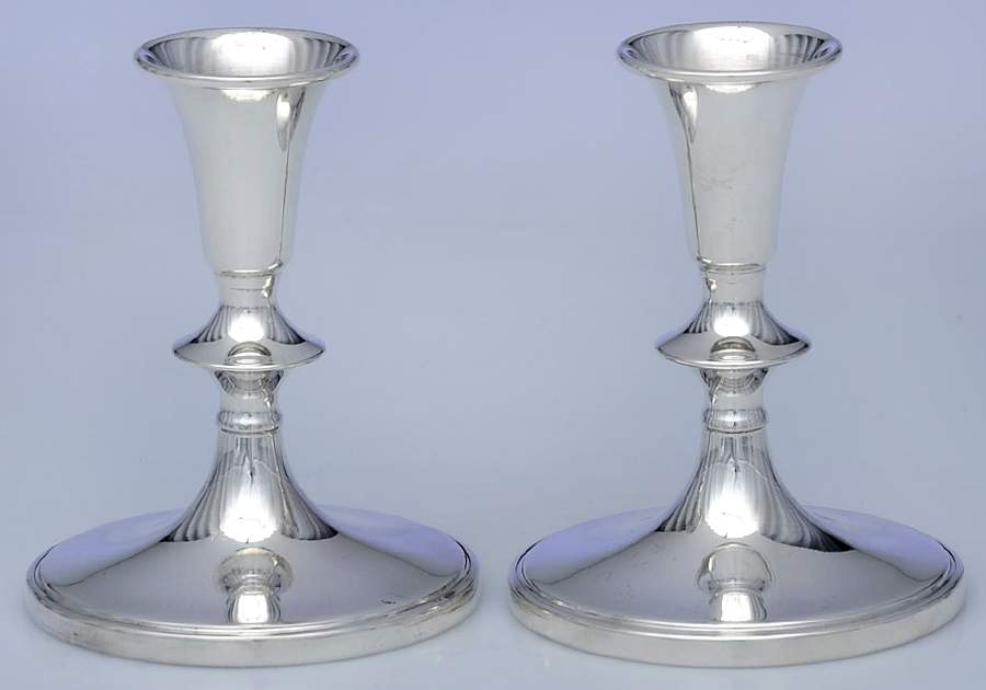 160 (Sterling, Hollowware) Pair of Weighted Candleholders by Cartier-1