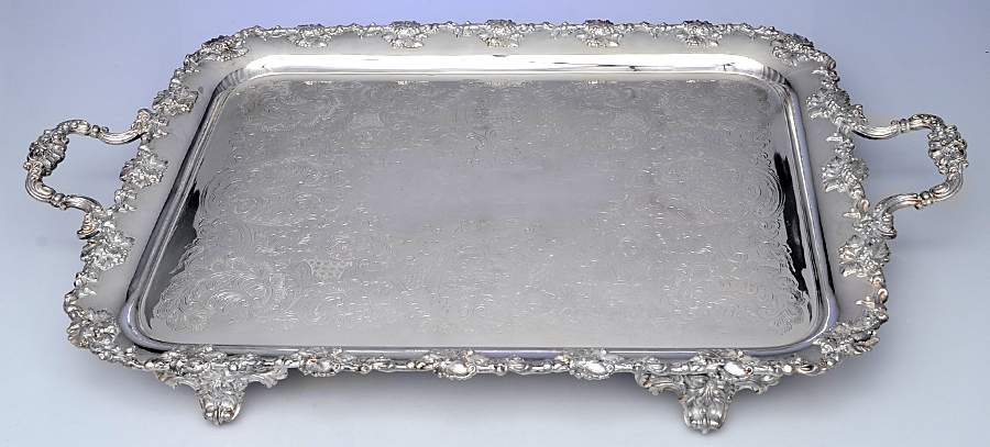 CDK4 (Silverplate, Hollowware) Large Silverplate Waiter Tray by CD Peacock-1