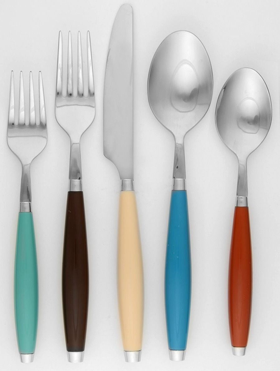Fiesta Mediterranean (Stainless, Color Handles) 5 Piece Set by Cambridge Silver-1