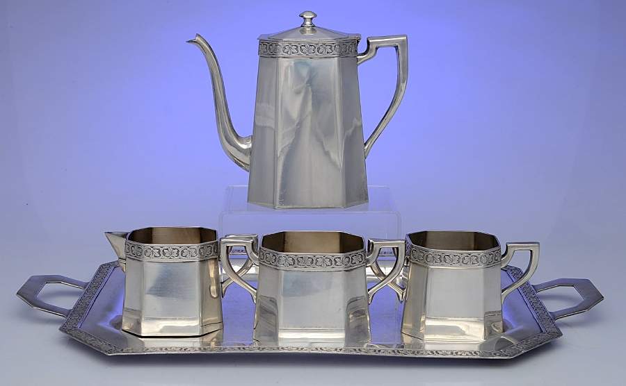 951 (Silverplate, Hollowware) 5 Pc Plated Tea Set (PTP,PCR,PSUO,PWB,PWTL) by Colonial Silver -1