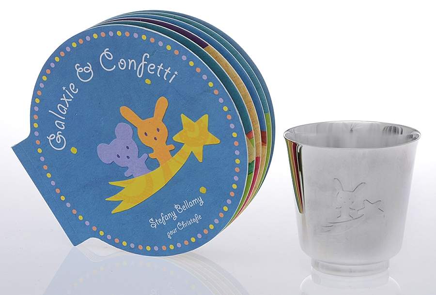Galaxie and Confetti (Silverplate, Hollowware) Baby Cup & Book Set by Christofle France-1