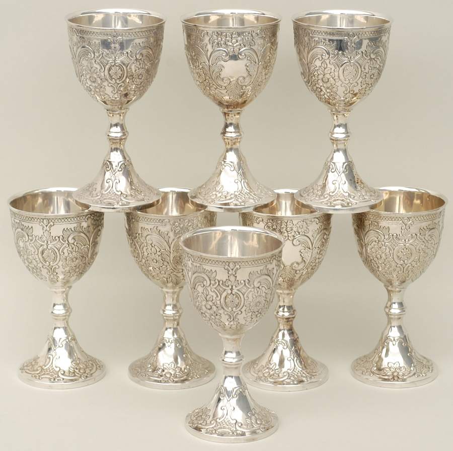 C5C2 (Silverplate, Hollowware) (Set of 8) Wine Goblet by Corbell & Co-1