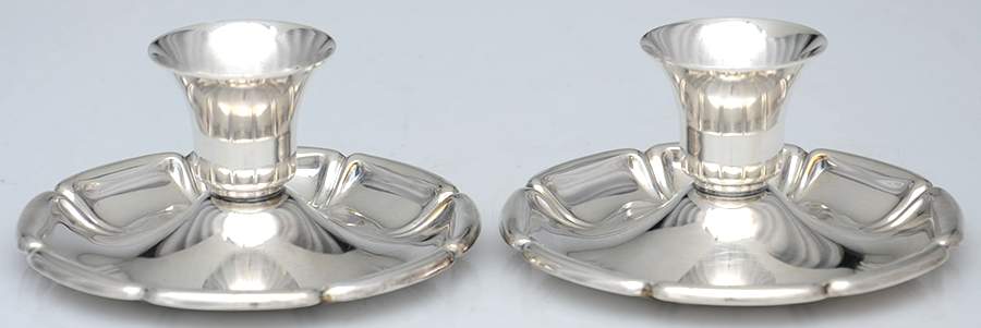 3364 (Silverplate, Hollowware) Pair of 1" Candleholders by Carl F Christiansen-1