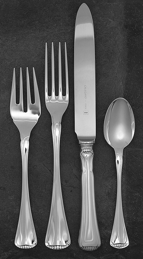 Perle (Sterling) 4 Piece Dinner Size Setting by Calegaro Silver-1