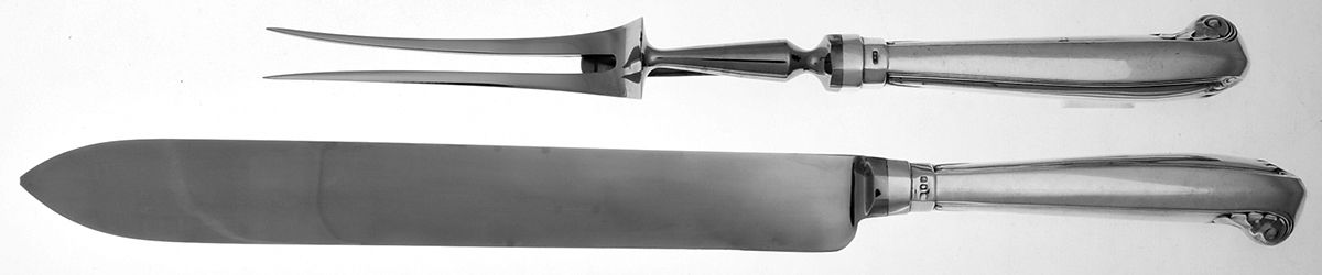 C7F2 (Sterling) Large 2-Piece Roast Carving Set w/Stainless Blade by C W Fletcher & Son Ltd-1