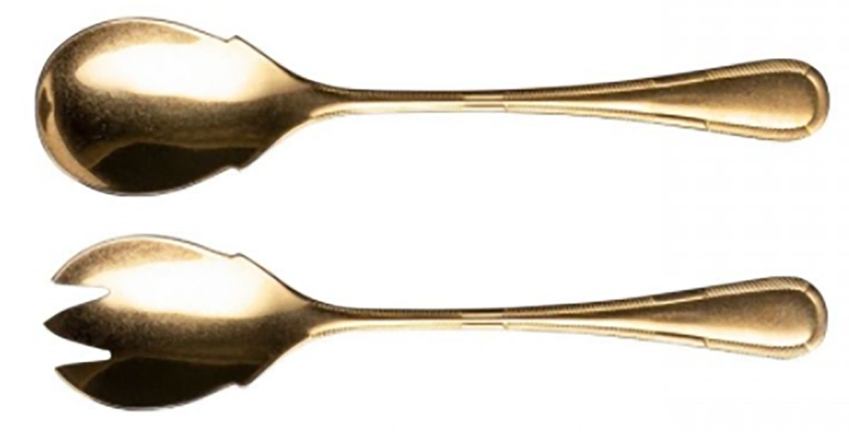 Ancestral (Gold Electroplate) (2 Pc) Solid Salad Set by Costa Nova Flatware-1