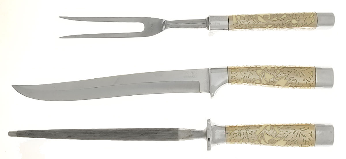 Classic Cream (Stainless) Large 3-Piece Roast Carving Set w/ Stainless Blade by Carvel Hall-1