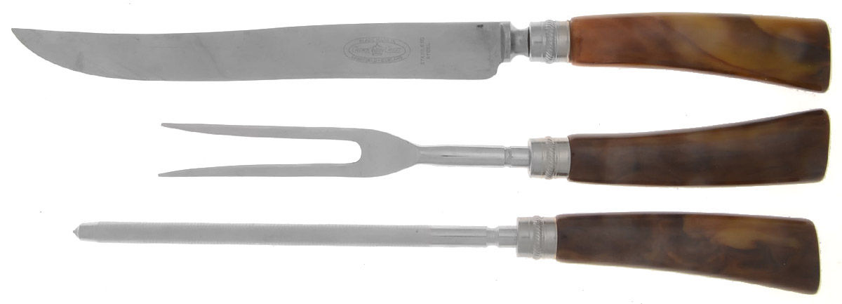 Stainless Flatware Large 3-Piece Roast Carving Set w/ Stainless Blade by Crown Crest-1