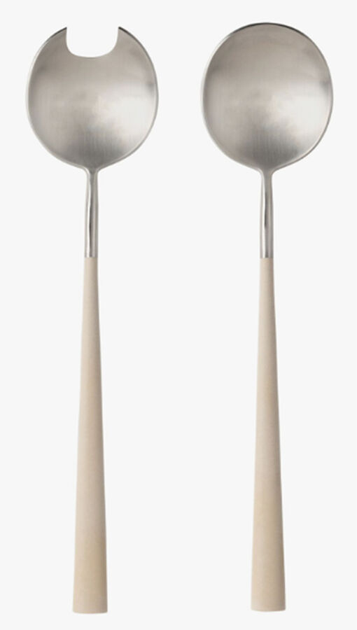 Mito Cream (Stainless) (2 Pc) Solid Salad Set by Costa Nova Flatware-1