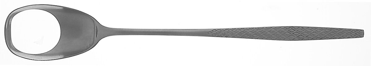 Variation IV (Stainless, No Black Accent) Long Handle Solid Pierced Servng Spoon by Dansk-1