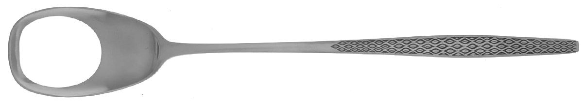 Variation IV (Stainless, Black Accent) Long Handle Solid Pierced Servng Spoon by Dansk-1