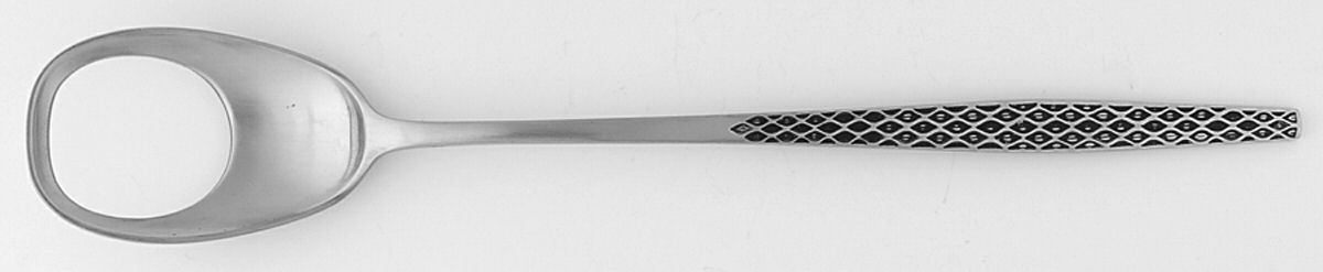 Variation IV (Stainless, Black Accent) Long Handle Solid Pierced Servng Spoon by Dansk-1