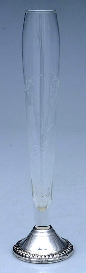 Sterling Hollowware 9" Crystal Vase with Sterling Base by Duchin Creations-1