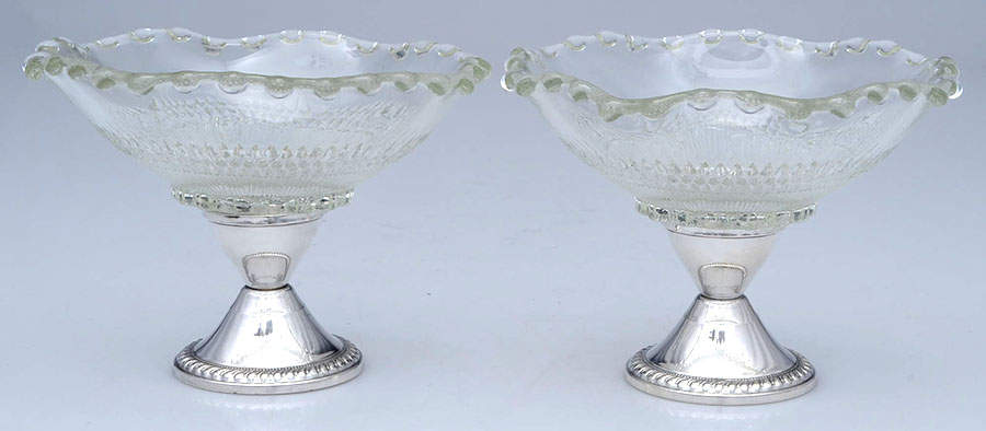 Sterling Hollowware Glass Compote with Sterling Base - Set of 2 by Duchin Creations-1
