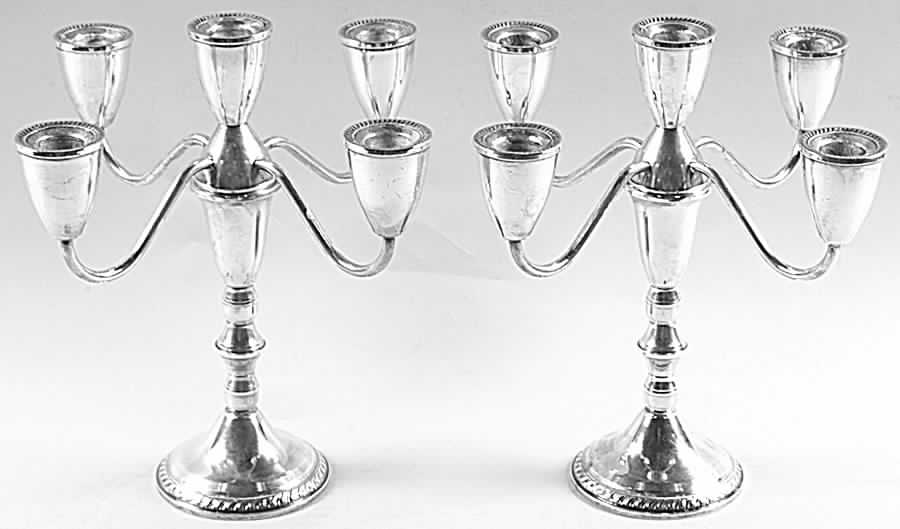 Sterling Hollowware Pair of Medium 5-Light Sterling Candelabra by Duchin Creations-1