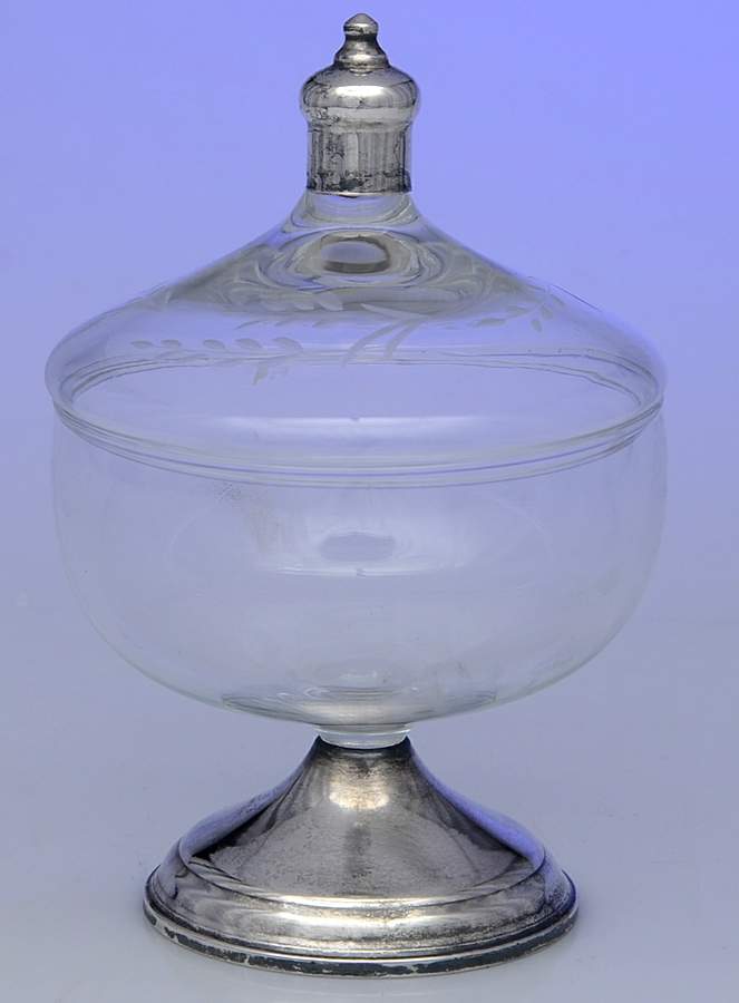 Sterling Hollowware Crystal Candy Dish w/Str Finial & Weighted Base by Duchin Creations-1