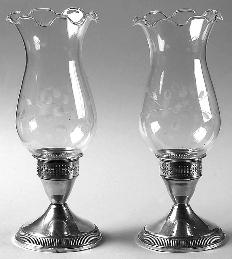 Sterling Hollowware Pair of Weighted Hurricane Lamp & Globe by Duchin Creations-1