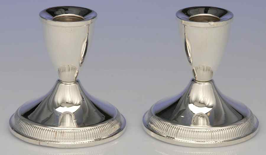 Sterling Hollowware Pair of Weighted Console Candleholders by Duchin Creations-1