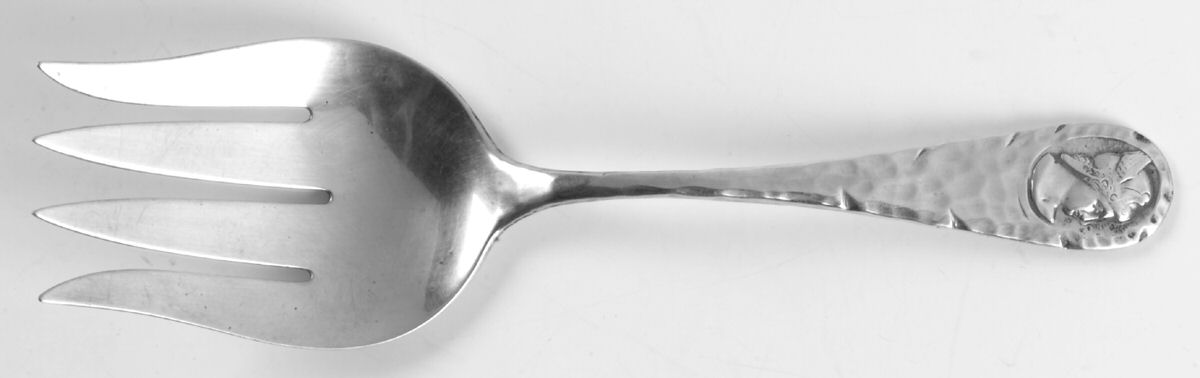 Medallion (Sterling, 1885) Large Solid Fish Serving Fork by Duhme Co-1