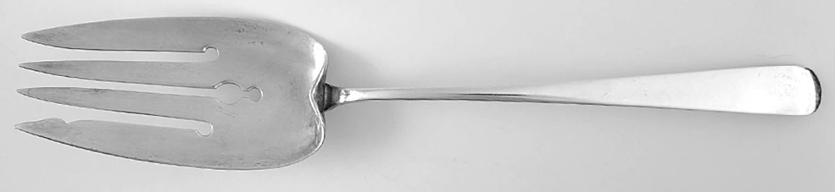 Antique (Sterling, 1875) Large Solid Cold Meat Serving Fork by Durgin-1