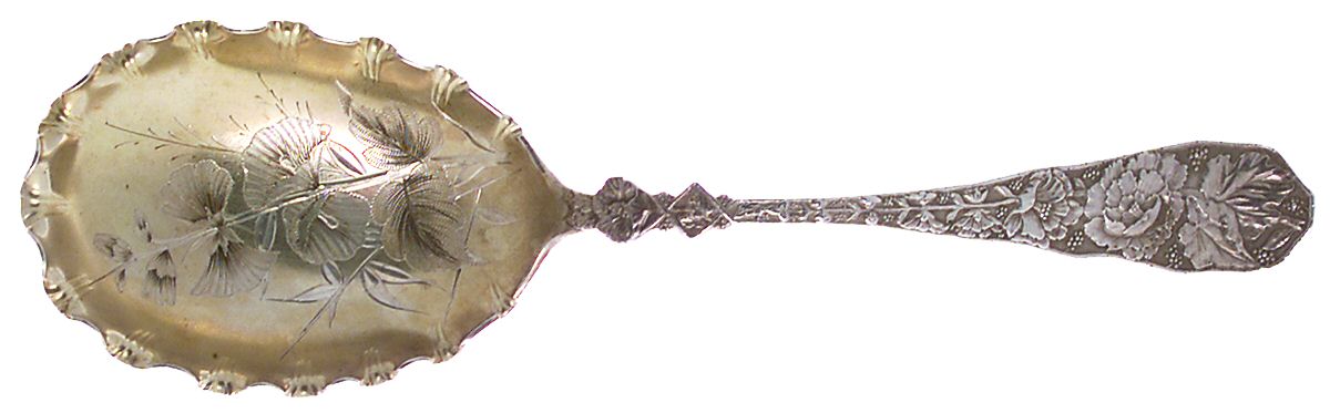 Bouquet (Sterling, 1875) Brightcut Solid Large Berry/Casserole Spoon by Durgin-1