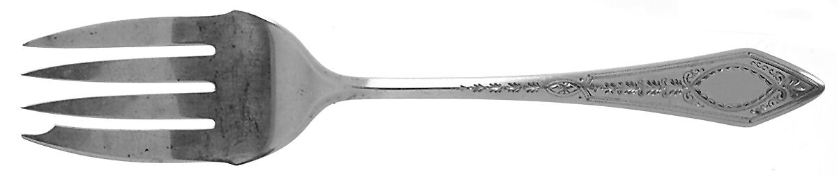 Chatham No. 3 (Sterling, Engraved, 1915) Large Solid Cold Meat Serving Fork by Durgin-1