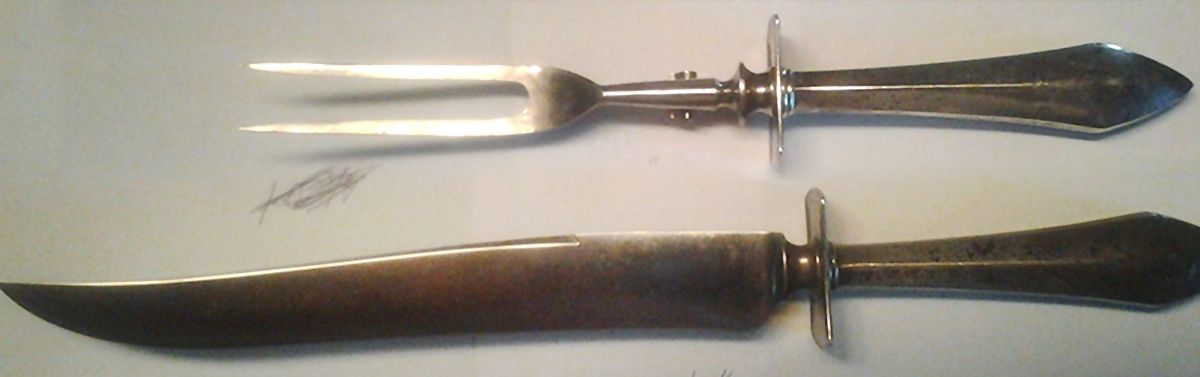 Chatham (Sterling, 1915) Large 2-Piece Roast Carving Set w/Stainless Blade by Durgin-1