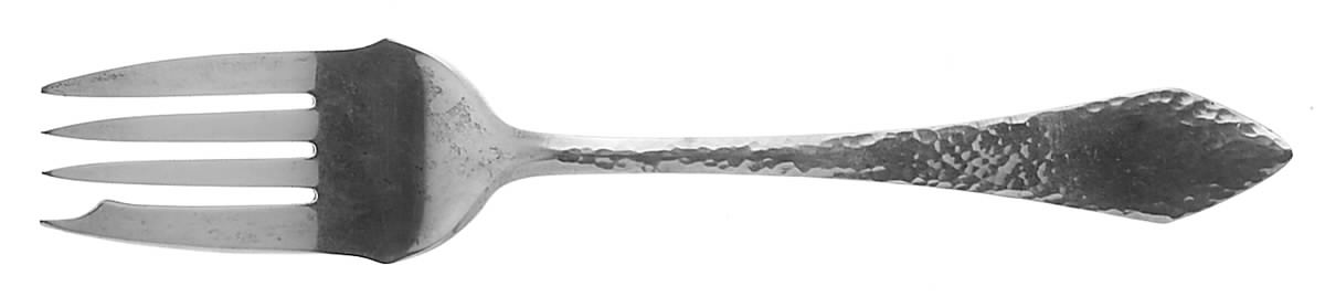 Chatham-Hammered (Sterling, 1915) Small Solid Cold Meat Serving Fork by Durgin-1