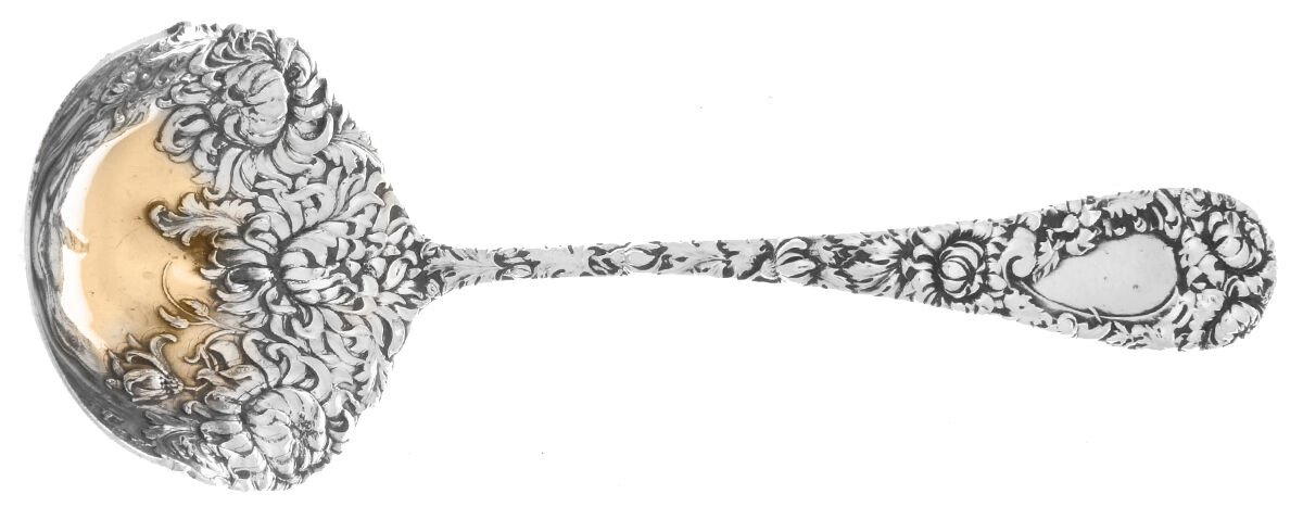 Chrysanthemum (Sterling, 1893) Solid Piece Cream Ladle by Durgin-1
