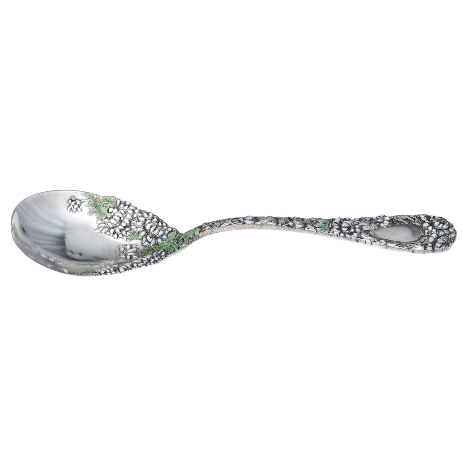 Chrysanthemum (Sterling, 1893) Enameled Sugar Spoonq by Durgin-1