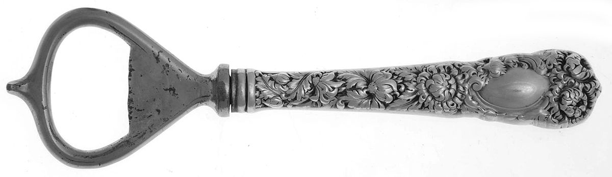 Chrysanthemum (Sterling, 1893) Bottle Opener with Silverplate Bowl by Durgin-1