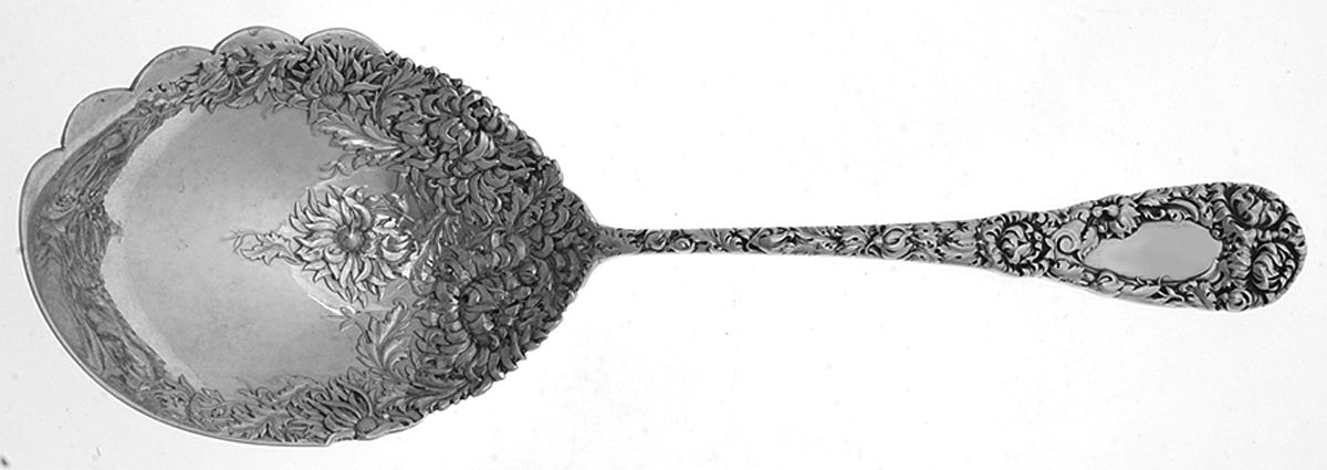 Chrysanthemum (Sterling, 1893) Vegetable Serving Spoon (Solid) by Durgin-1