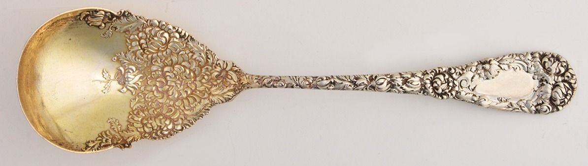 Chrysanthemum (Sterling, 1893) Solid Salad Serving Spoon by Durgin-1