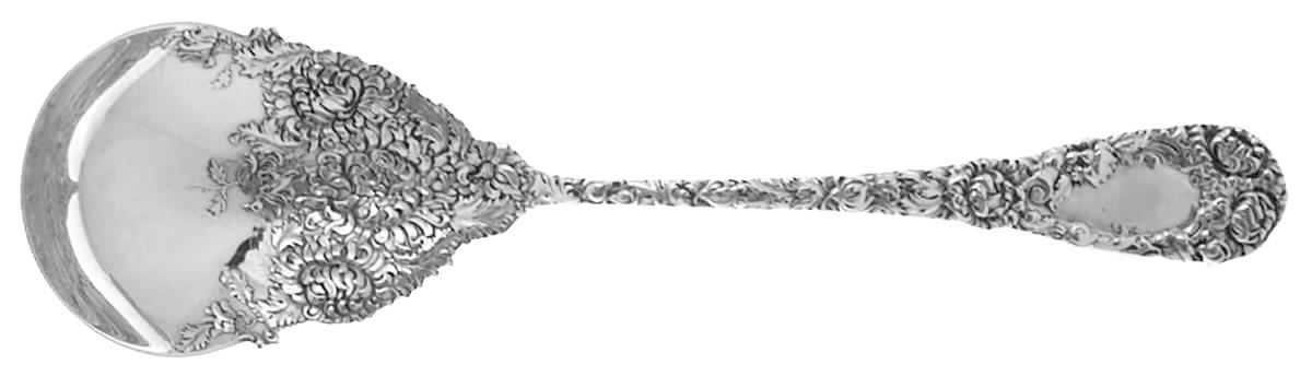 Chrysanthemum (Sterling, 1893) Solid Salad Serving Spoon by Durgin-1