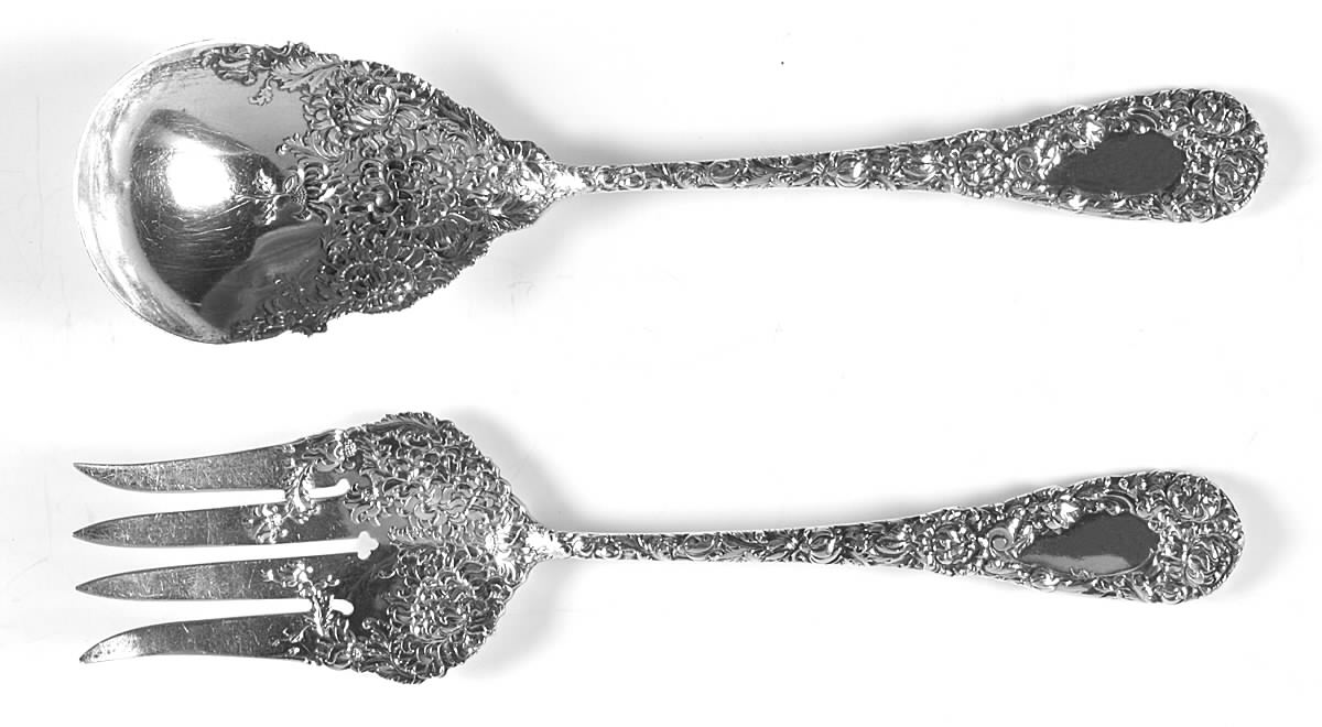 Chrysanthemum (Sterling, 1893) (2 Pc) Solid Salad Set by Durgin-1