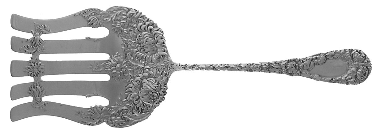 Chrysanthemum (Sterling, 1893) Large Solid Asparagus Serving Fork by Durgin-1