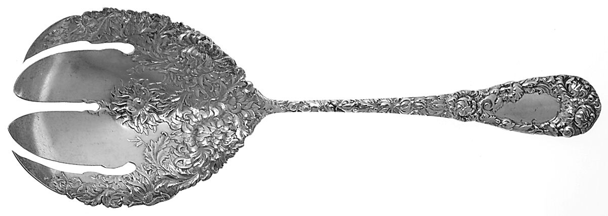 Chrysanthemum (Sterling, 1893) Vegetable Serving Fork (Solid) by Durgin-1