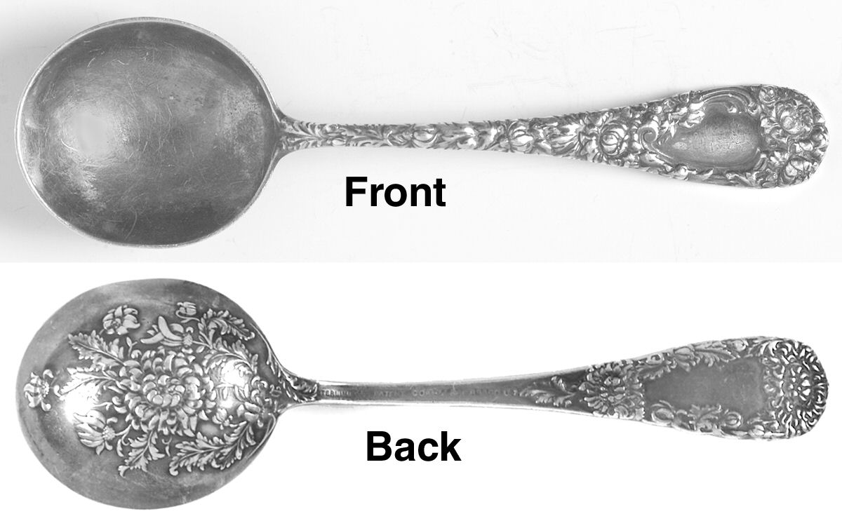 Chrysanthemum (Sterling, 1893) Round Bowl Soup Spoon (Bouillon) by Durgin-1