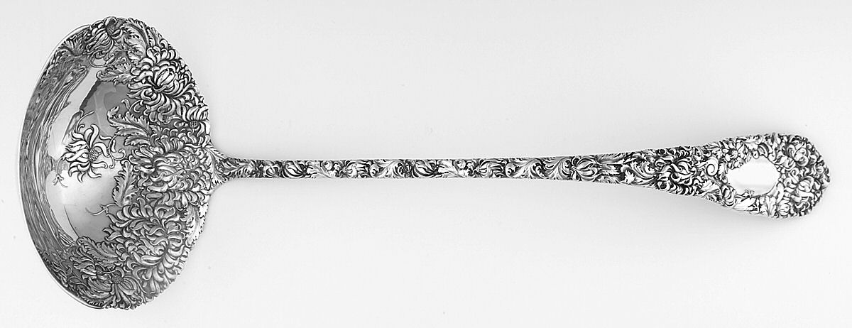 Chrysanthemum (Sterling, 1893) Solid Soup Ladle by Durgin-1