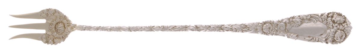 Chrysanthemum (Sterling, 1893) Long Handle Pickle/Olive Fork by Durgin-1