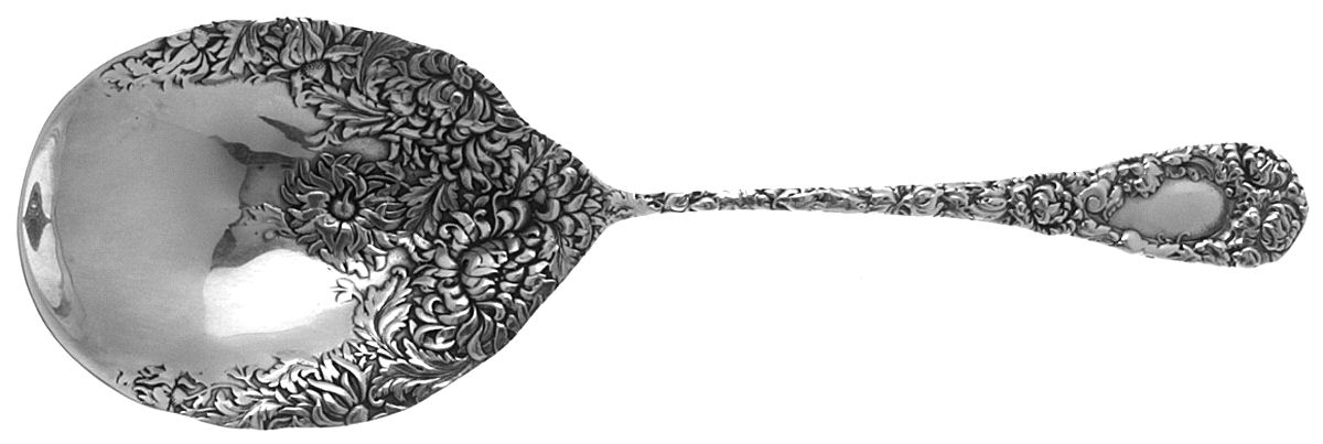 Chrysanthemum (Sterling, 1893) Large Solid Berry/Casserole Spoon by Durgin-1