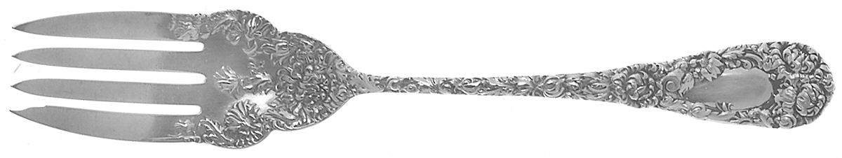 Chrysanthemum (Sterling, 1893) Large Solid Cold Meat Serving Fork by Durgin-1