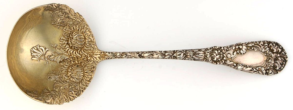Chrysanthemum (Sterling, 1893) Solid Gravy Ladle by Durgin-1