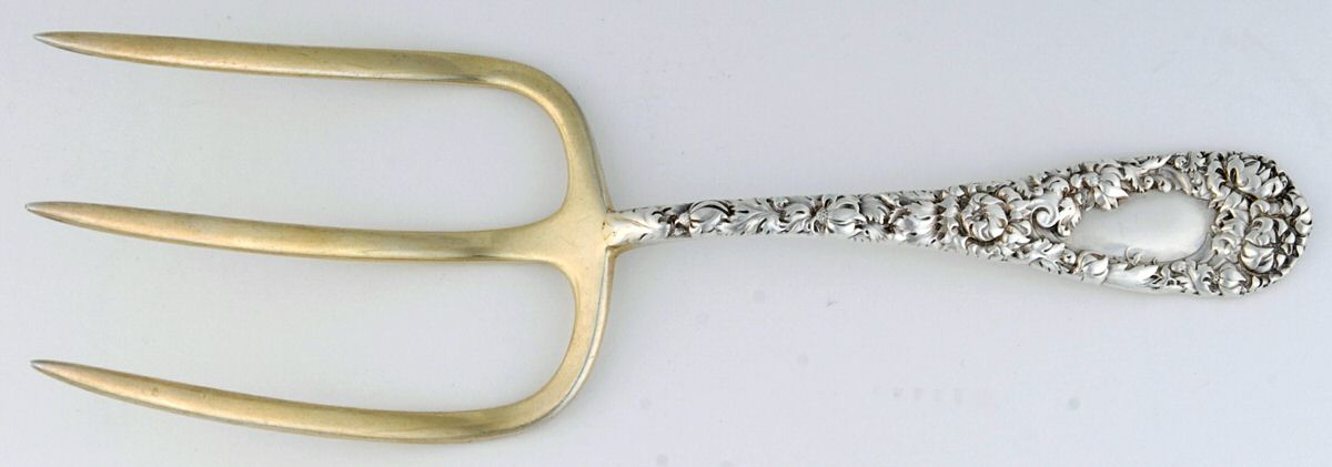 Chrysanthemum (Sterling, 1893) Solid Toast Serving Fork by Durgin-1