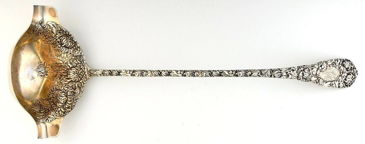 Chrysanthemum (Sterling, 1893) Punch Ladle Solid Piece by Durgin-1