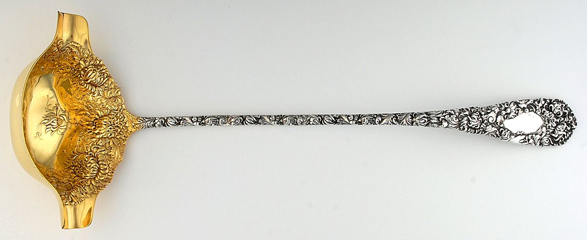 Chrysanthemum (Sterling, 1893) Punch Ladle Solid Piece by Durgin-1