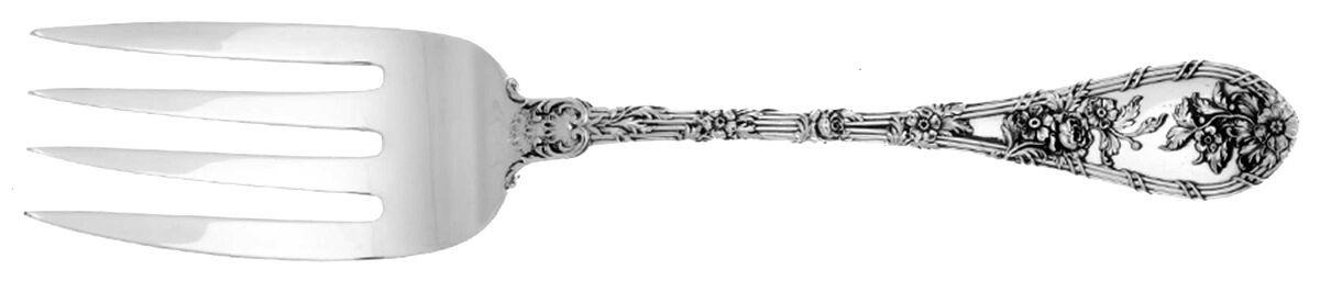 Dauphin (Sterling, 1897, No Monograms) Medium Solid Cold Meat Serving Fork by Durgin-1
