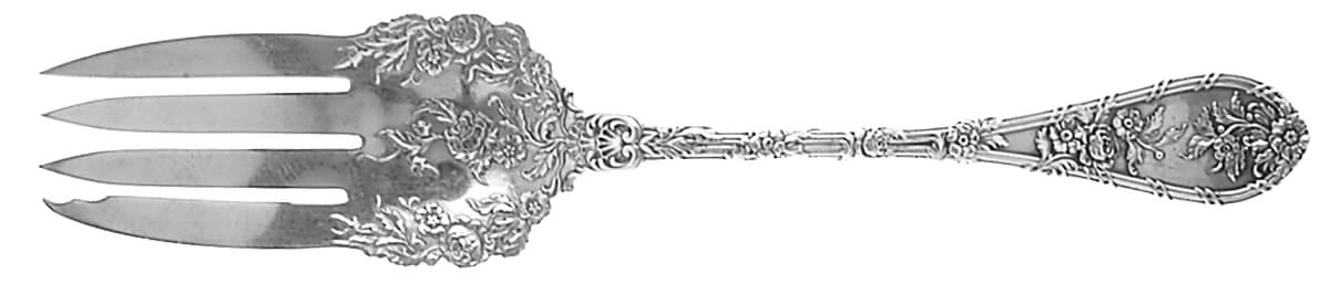 Dauphin (Sterling, 1897, No Monograms) Large Solid Cold Meat Serving Fork by Durgin-1