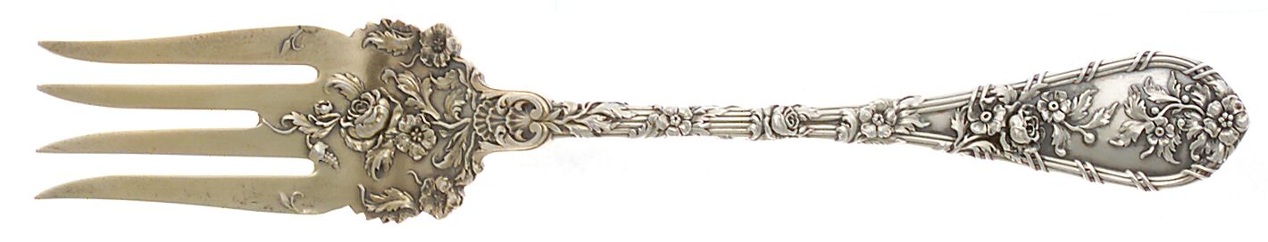 Dauphin (Sterling, 1897, No Monograms) Large Individual Solid Fish/Salad Fork by Durgin-1
