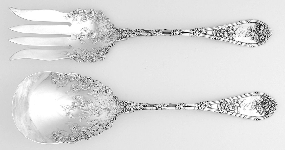 Dauphin (Sterling, 1897, No Monograms) (2 Pc) Solid Salad Set by Durgin-1
